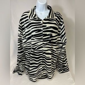 COPY - COPY - Lisa International Womens Plus Zip Jacket Size 1X Zebra Soft Shim…
